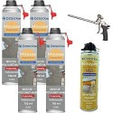 DSTOCK60 – Pack de 4 mousses expansives polyuréthanes projetables 700 ml + 1 pistolet + 1 nettoyant mousse - compatible multi-su