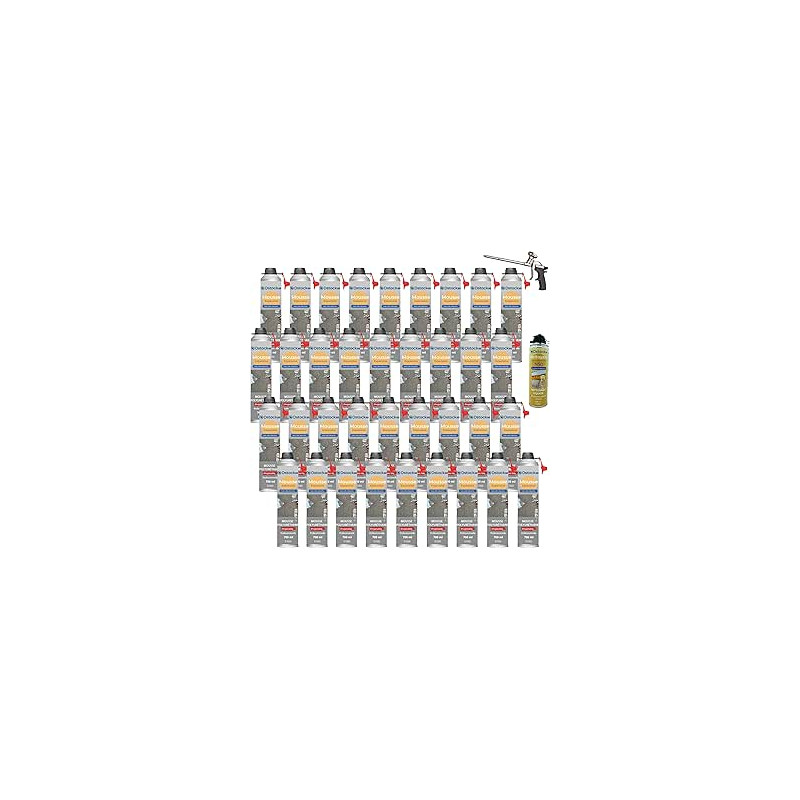 DSTOCK60 – Pack de 36 mousses expansives polyuréthanes projetables 700 ml + 1 pistolet + 1 nettoyant mousse - compatible multi-s