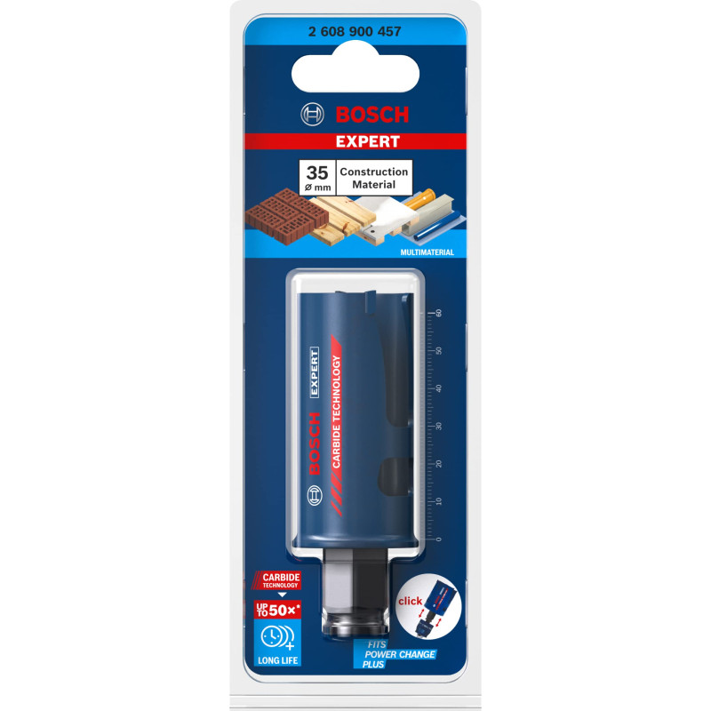 Bosch Professional 1x Scies trépans Expert Construction Material (pour Bois résineux, Ø 35 mm, Accessoires Perceuse à percussion