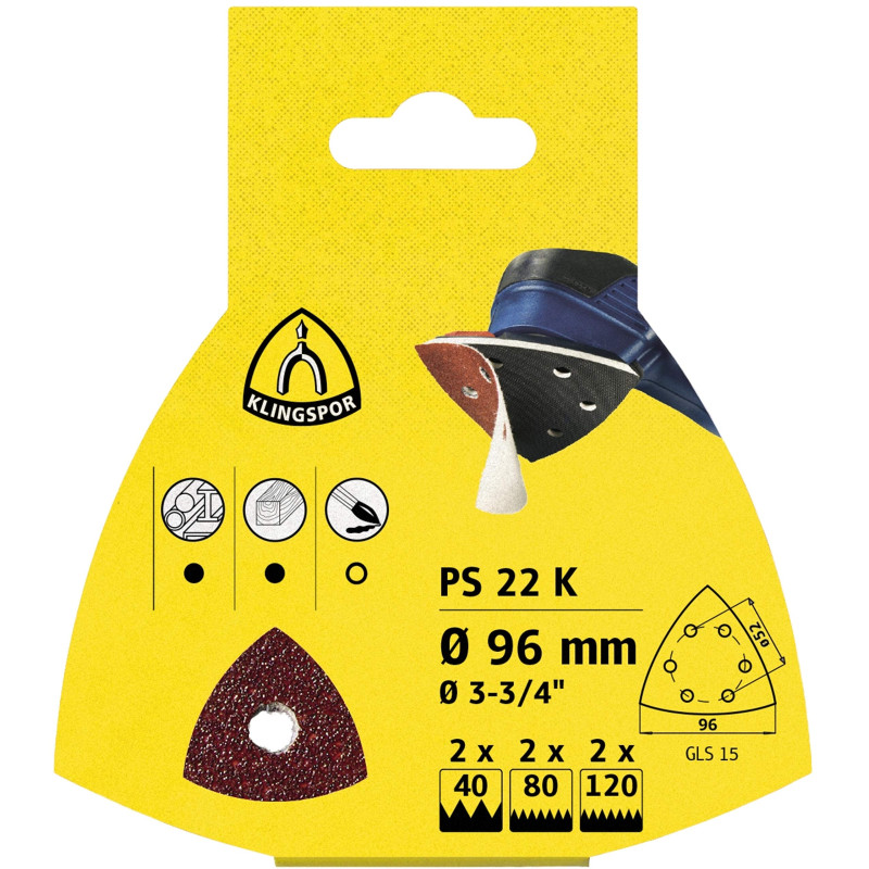 KLINGSPOR disques/auto-agrippant emballage blister pS 22 k - 5 pièces - 150 mm-grain 180-241653