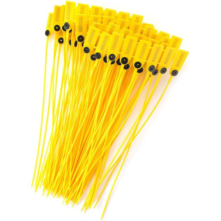 Aukson Attaches de câble, 100 pièces Jaunes 40 cm étiquettes scellés de sécurité scellés de sécurité en Plastique avec numéro po