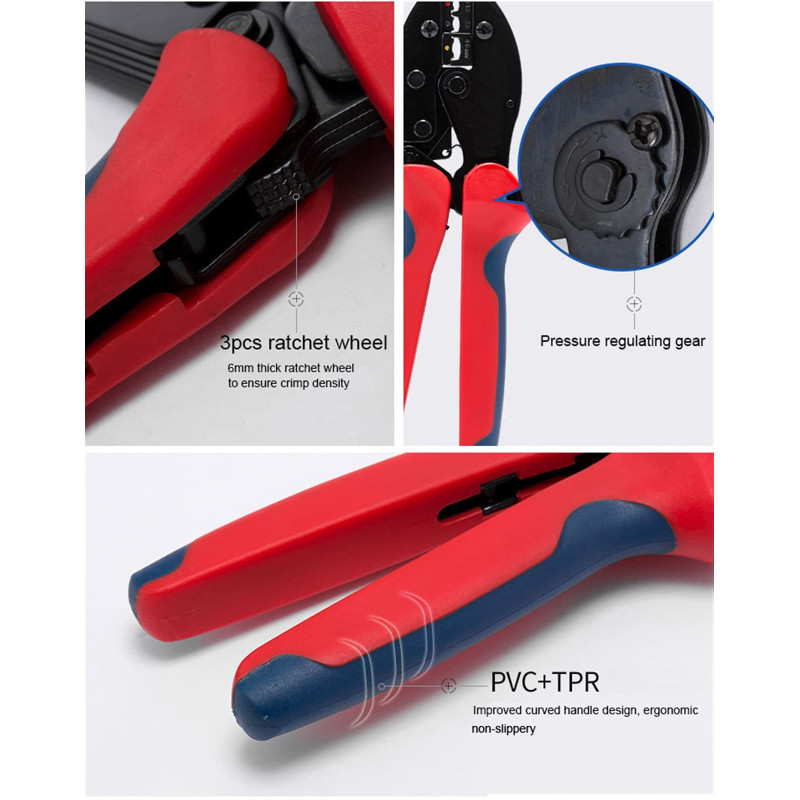 KM Pince à sertir pré-isolée pour connecteur RV SV Pince à sertir Type à cliquet Connecteur mâle femelle Outils de sertissage (L