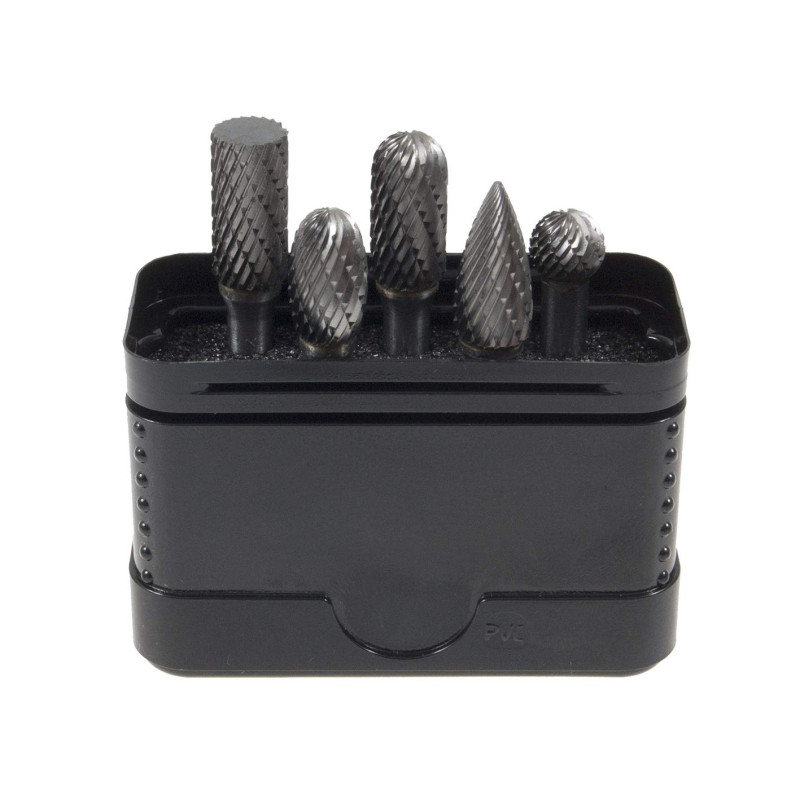 SCHILL - Coffret de 5 fraises limes carbure P9,5 denture croisée - 00670P9.5A