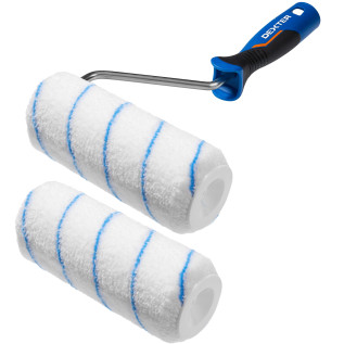 DEXTER - Lot de 2 rouleaux de peinture et poignée - Rouleau encreur - Usage universel - Pour murs et plafonds lisses - L.180 mm