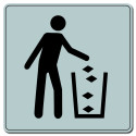 Plaquette de signalisation Poubelle - Plexiglas argent 90x90mm - 4330655