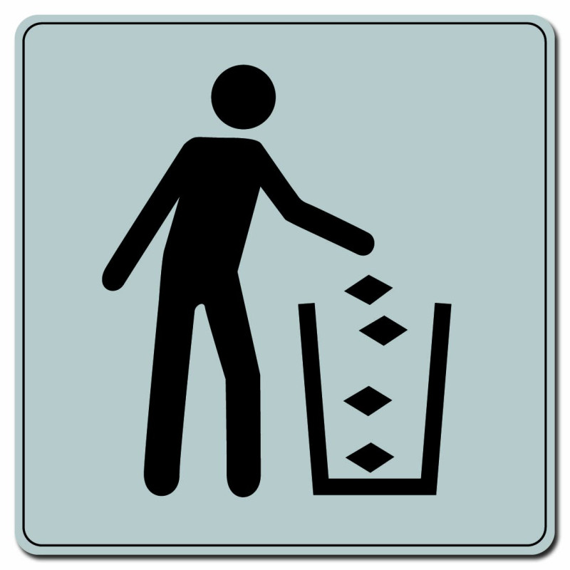 Plaquette de signalisation Poubelle - Plexiglas argent 90x90mm - 4330655