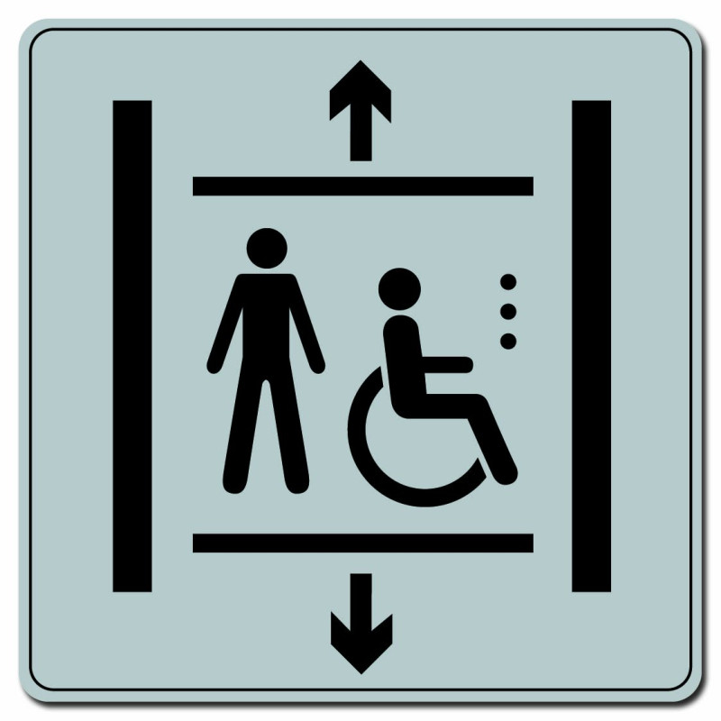 Plaquette Ascenseur accessible aux handicapés - Plexiglas argent 90x90mm - 4330693