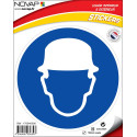 Panneau Obligation de porter un casque - Vinyle adhésif Ø180mm - 4036397