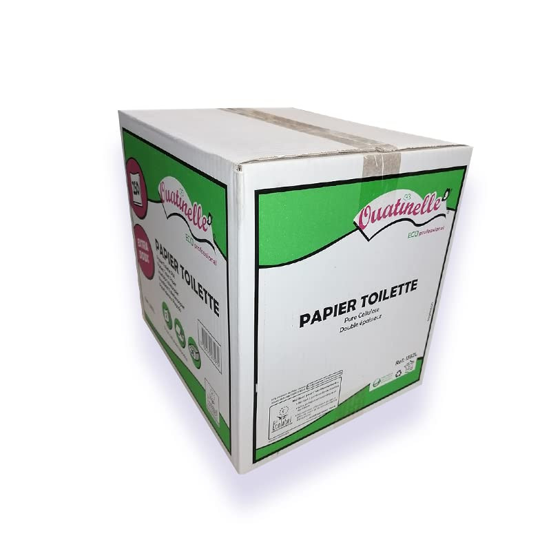 OUATINELLE - Papier toilette en feuilles lisses pliées I382L - 2 plis - 17 x 11 cm - Carton de 9000 (36 x 250) - Fabriqué en Fra