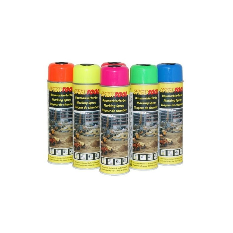Lot de 12 sprays de marquage Rouge vif 500 ml