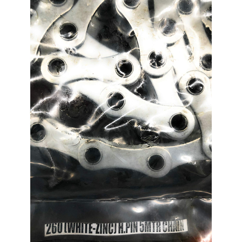Rouleau de 5 mètres de chaine axes creux agricole (a55) (260) Pas de 41.75 mm Ø rouleaux 17 mm - Zinguée