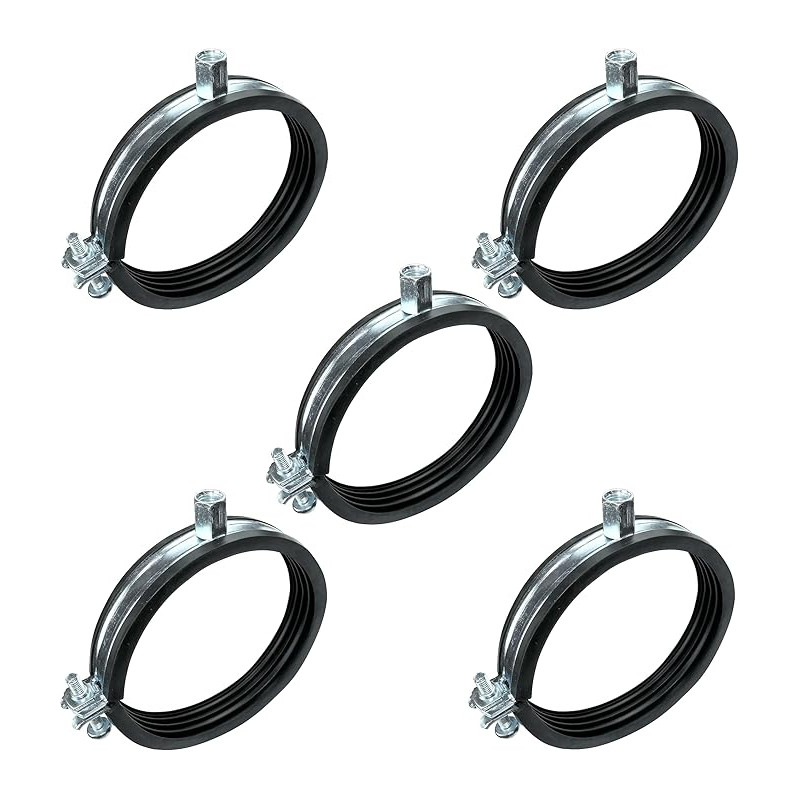 AERZETIX - C49876 - Lot de 5 Collier isophonique -support fixation avec joint - pour tuyau Ø 4'' - DIN EN 10111 - en acier zingu