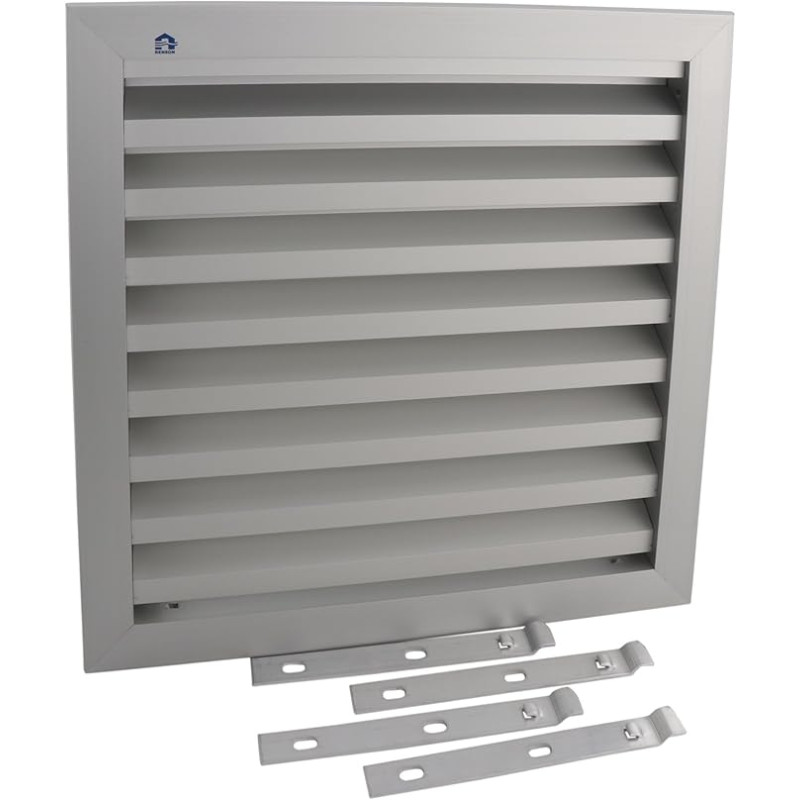 Grille d'aération Renson – lamelles de grille 30 x 30 cm | pour mur de fixation | avec moustiquaire | Aluminium Argent Anodisé