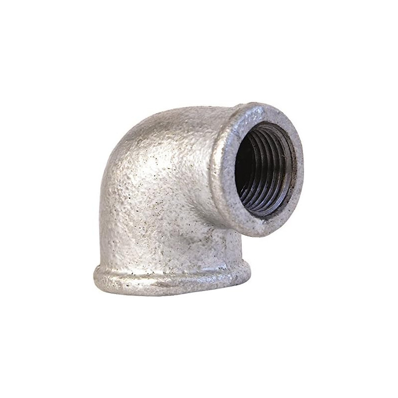 Sanitop-Wingenroth 13250 3 Coude en Fonte malléable N° 90, 1/2" x 3/8", avec 2 filetages Femelles, galvanisé, réduit, argenté, 1