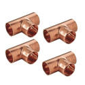 Lot de 4 pièces en cuivre type "TE" de 15 mm H-H-H, à souder avec tube rigide en cuivre, plomberie, chauffage, gaz, ACS, énergie