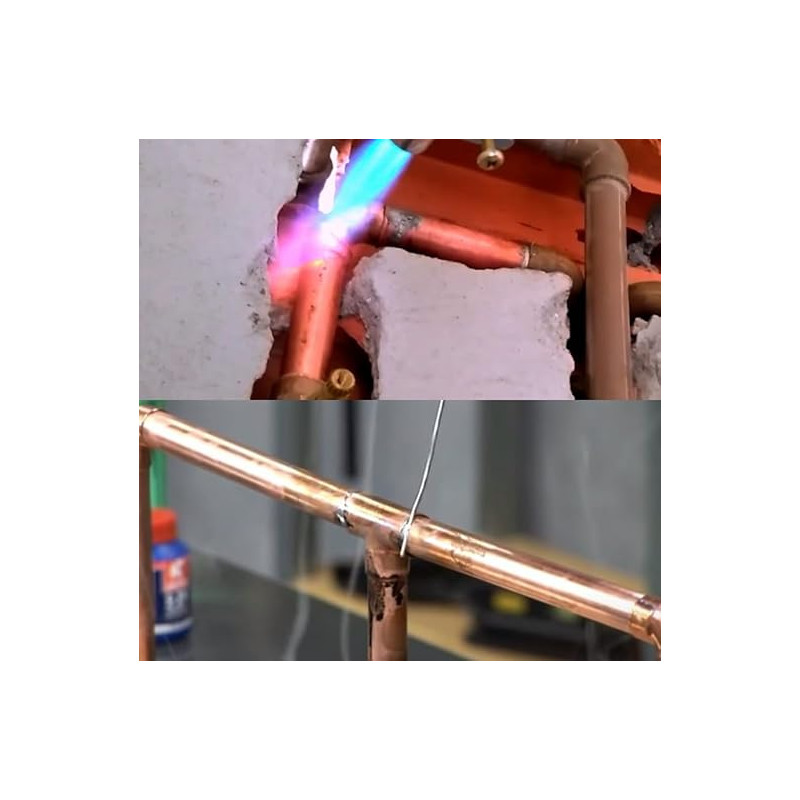 Lot de 4 pièces en cuivre type "TE" de 15 mm H-H-H, à souder avec tube rigide en cuivre, plomberie, chauffage, gaz, ACS, énergie