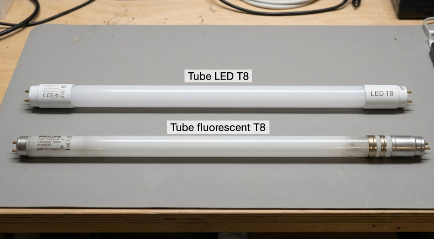 Tube LED et tube fluorescent T8 : comparatif